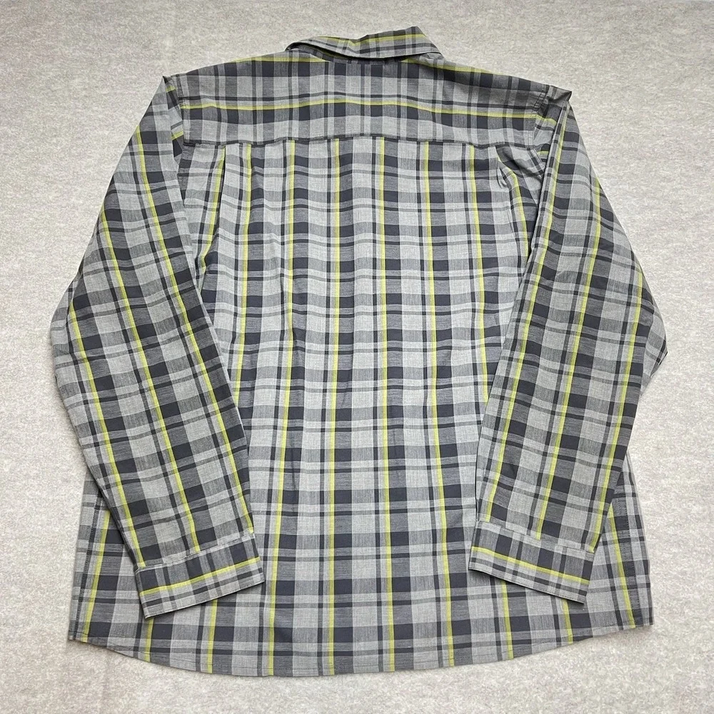 The‎ North Face Mens XL Grey Yellow Plaid Long Sleeve Button Down Shirt Hiking